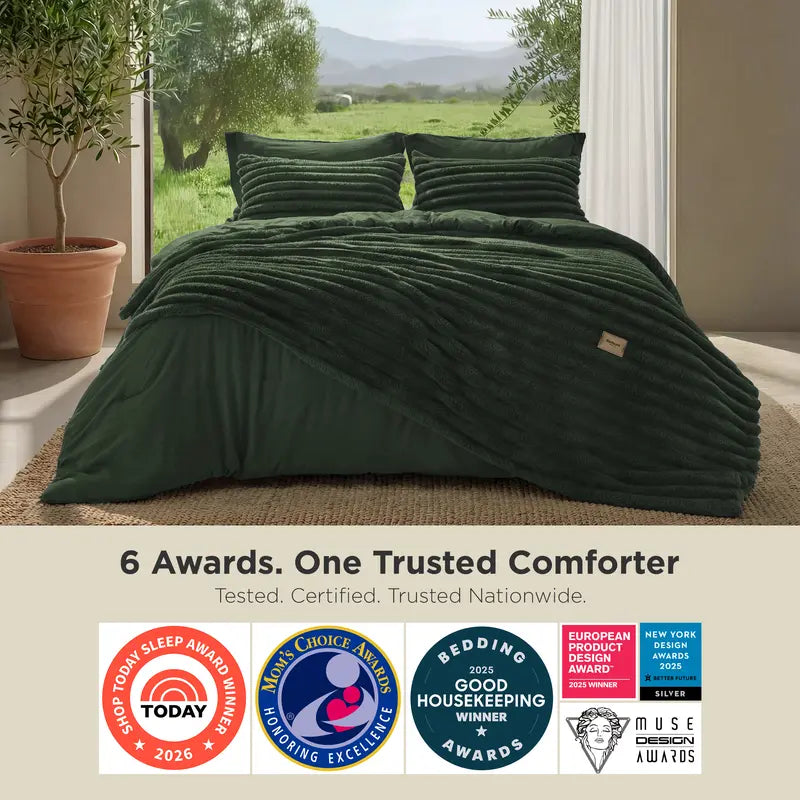 ☁️ 6-Piece 2-in-1 Comforter Set with Detachable Blanket, All-Season Bedding, Space-Saving Design