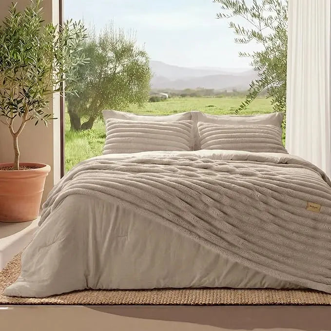 ☁️ 6-Piece 2-in-1 Comforter Set with Detachable Blanket, All-Season Bedding, Space-Saving Design
