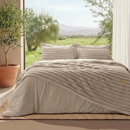 ☁️ 6-Piece 2-in-1 Comforter Set with Detachable Blanket, All-Season Bedding, Space-Saving Design