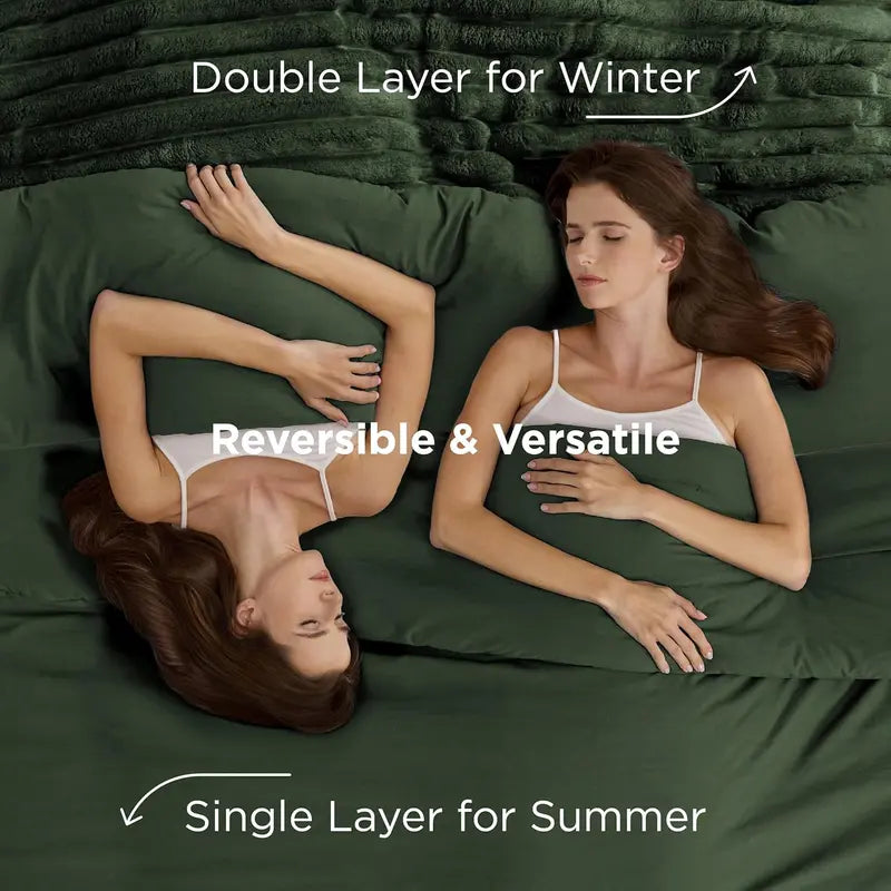 ☁️ 6-Piece 2-in-1 Comforter Set with Detachable Blanket, All-Season Bedding, Space-Saving Design