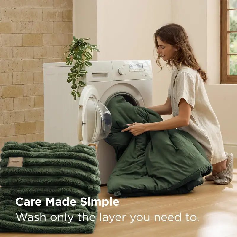 ☁️ 6-Piece 2-in-1 Comforter Set with Detachable Blanket, All-Season Bedding, Space-Saving Design